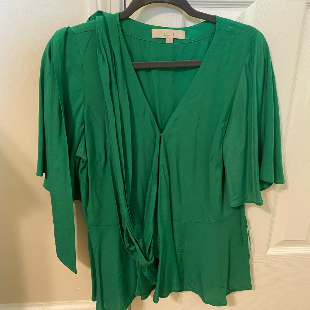 LOFT green wrap top